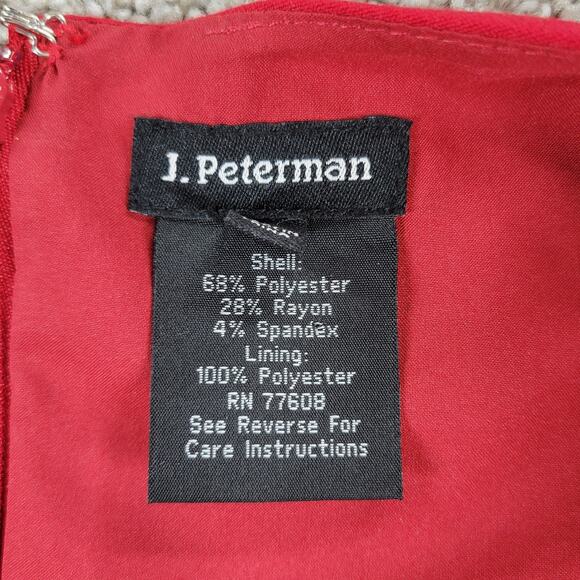 J Peterman Bodycon Dress Womens 2 Red Black Colorblock Cocktail Party - Picture 2 of 12